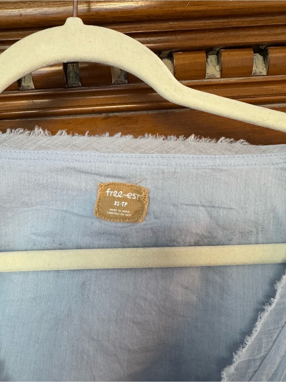 Free People Light Blue Washed Button-Up Blouse